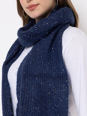 513 Women Acrylic Woolen Solid Plain Casual Warm Winter Wear Luxurious Muffler Scarf Stole,Navy