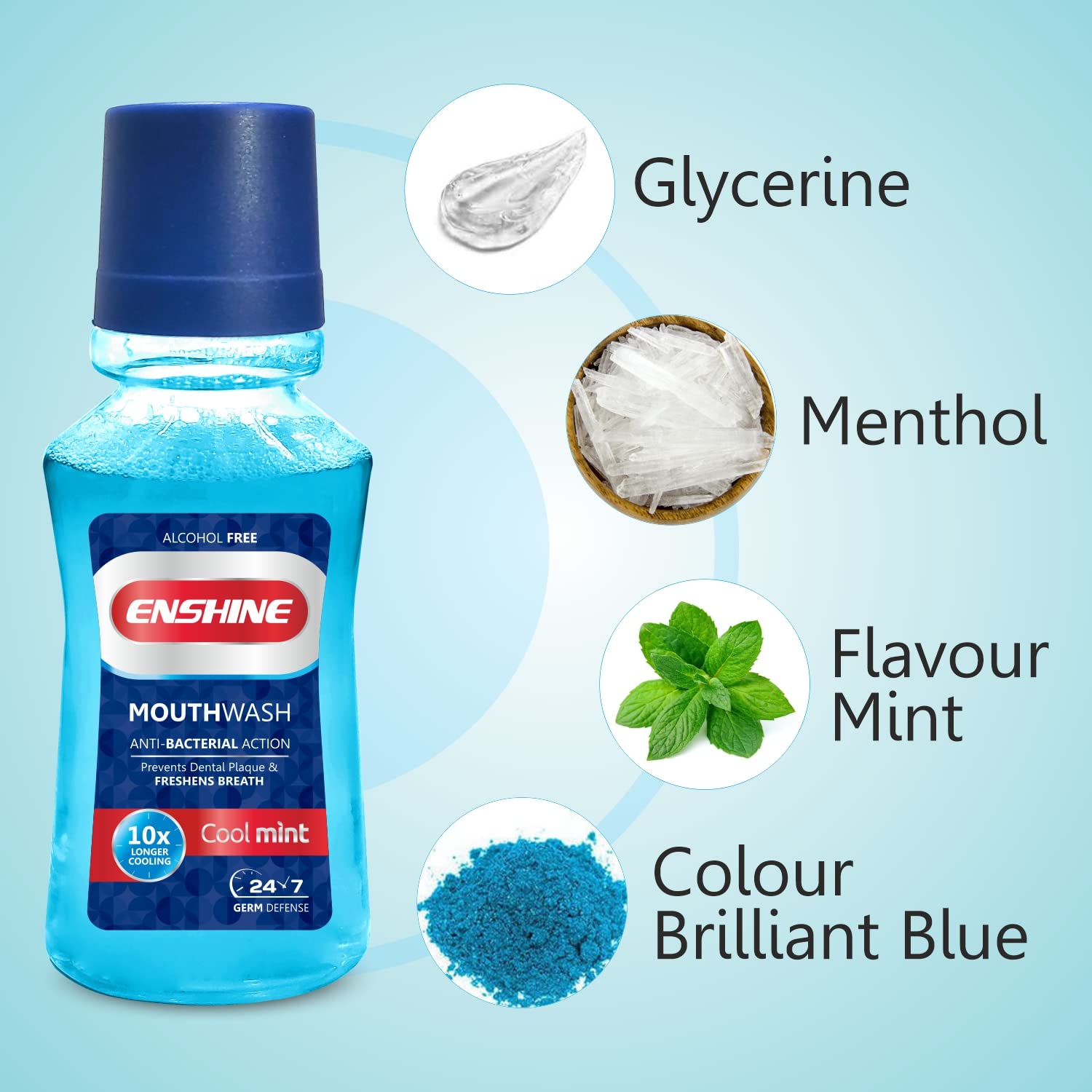 Leeford Enshine Cool Mint Anti Bacterial Liquid Mouthwash