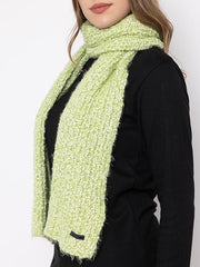 Melionsbrother Women Green Textured Soft Acrylic Knitted Muffler One Size