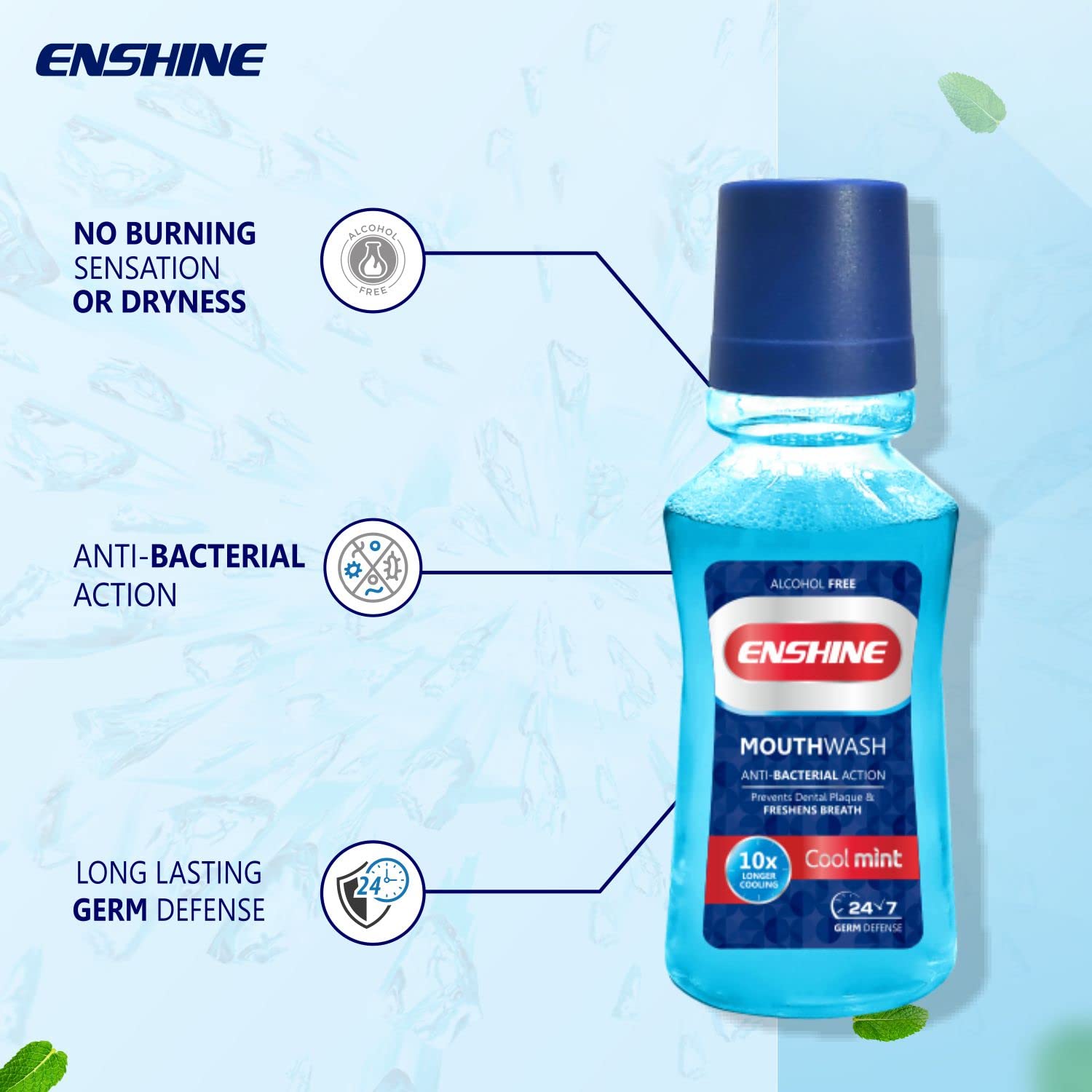 Leeford Enshine Cool Mint Anti Bacterial Liquid Mouthwash