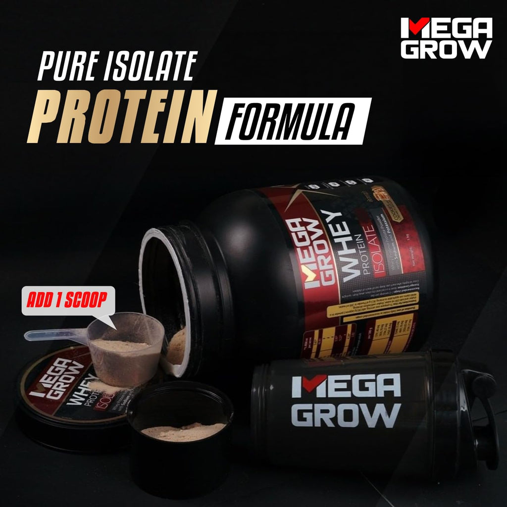 Leeford Megagrow Isolate Whey Protein Powder Cookies And Cream Flavor With Shaker 1 Kg