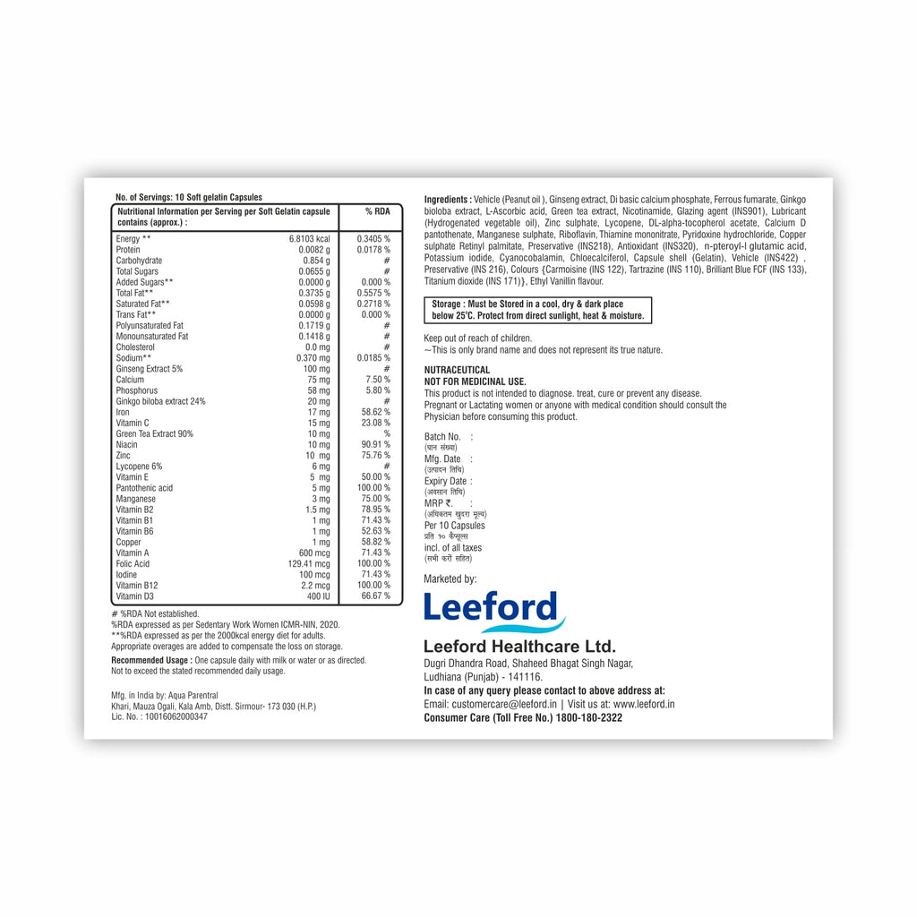 Leeford Geoactiv Softgel 10 Kapseln