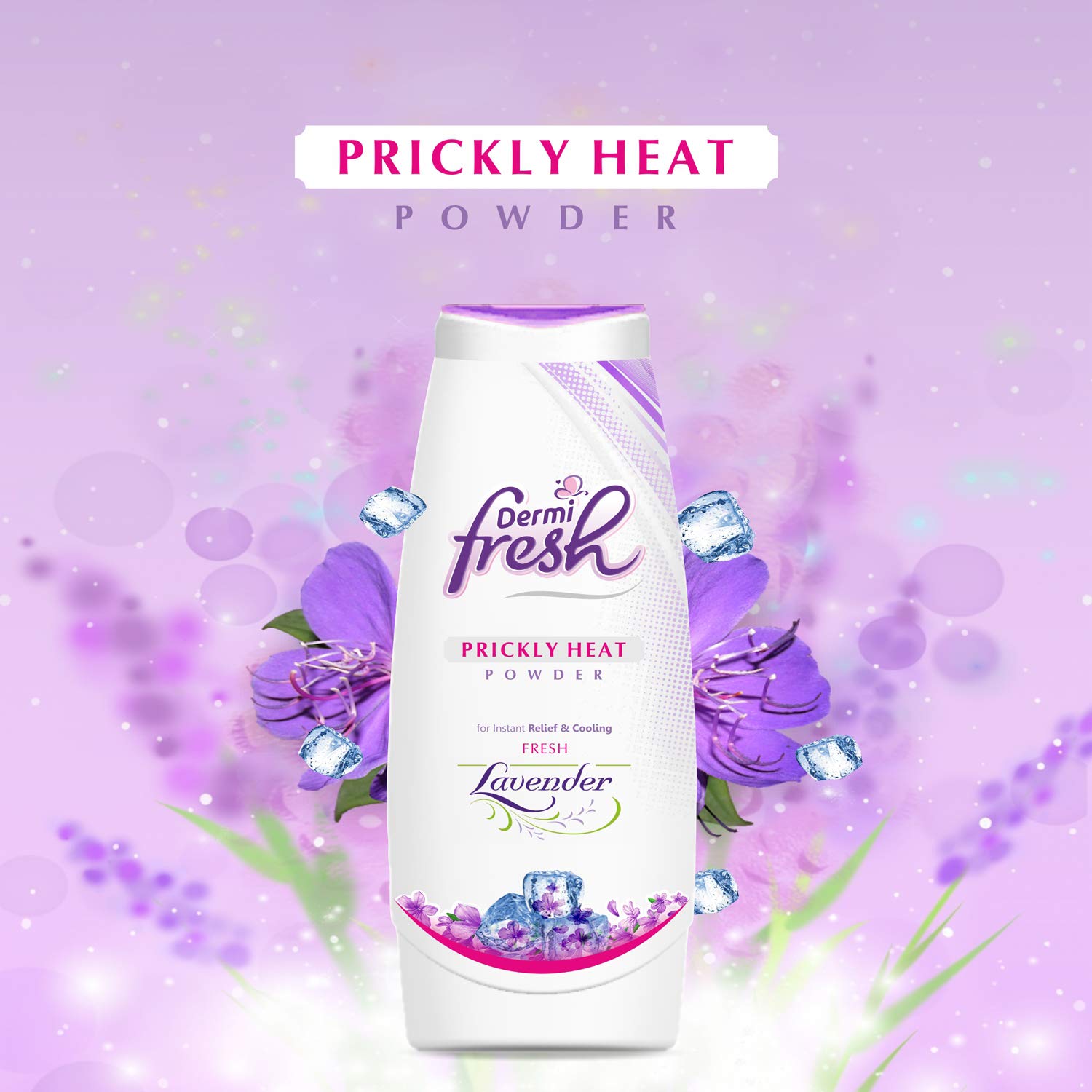 Leeford Dermi Fresh Prickly Heat Powder Jasmine,Sandal,Extra Cool,Lavender,Rose and Lemon Fragrance