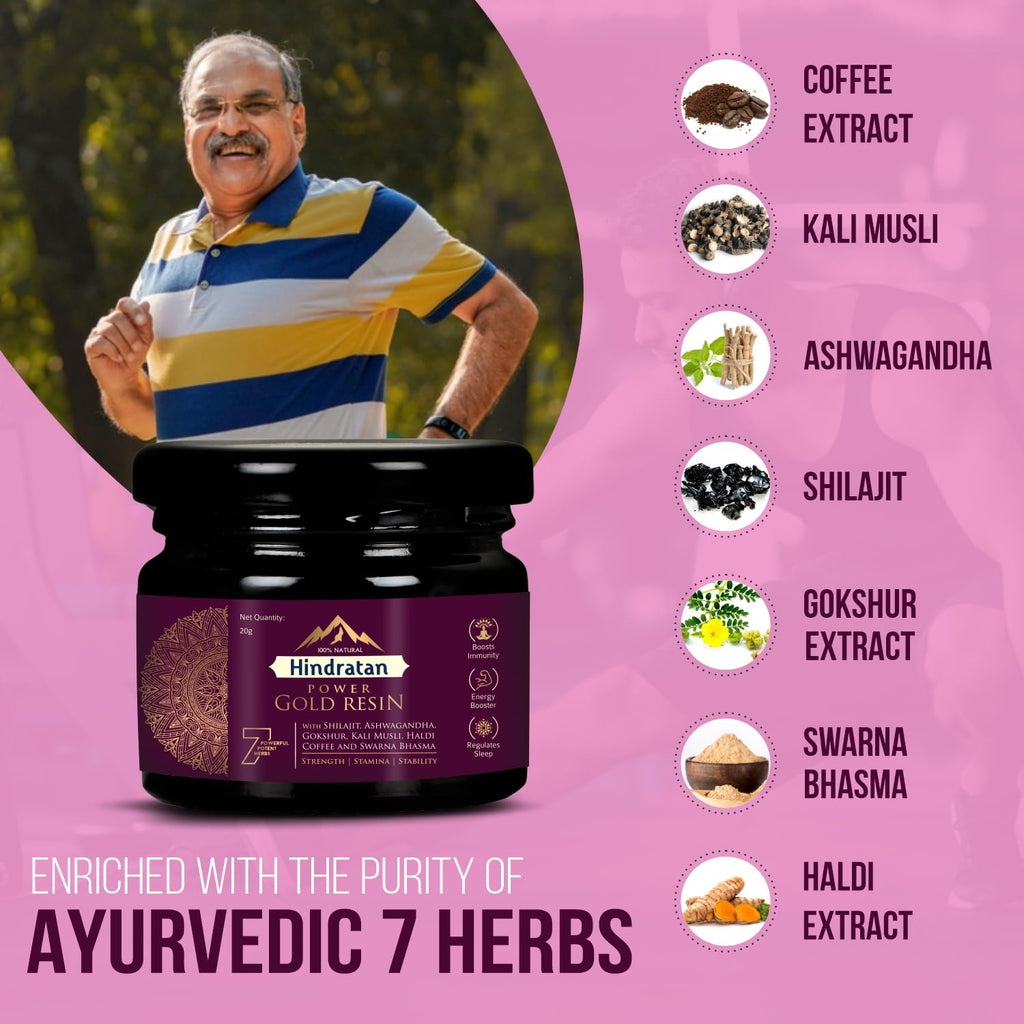 Leeford Hindratan Power Shilajit Gold Resin With Ashwagandha,Kali Musli & Swarna Bhasma 20g