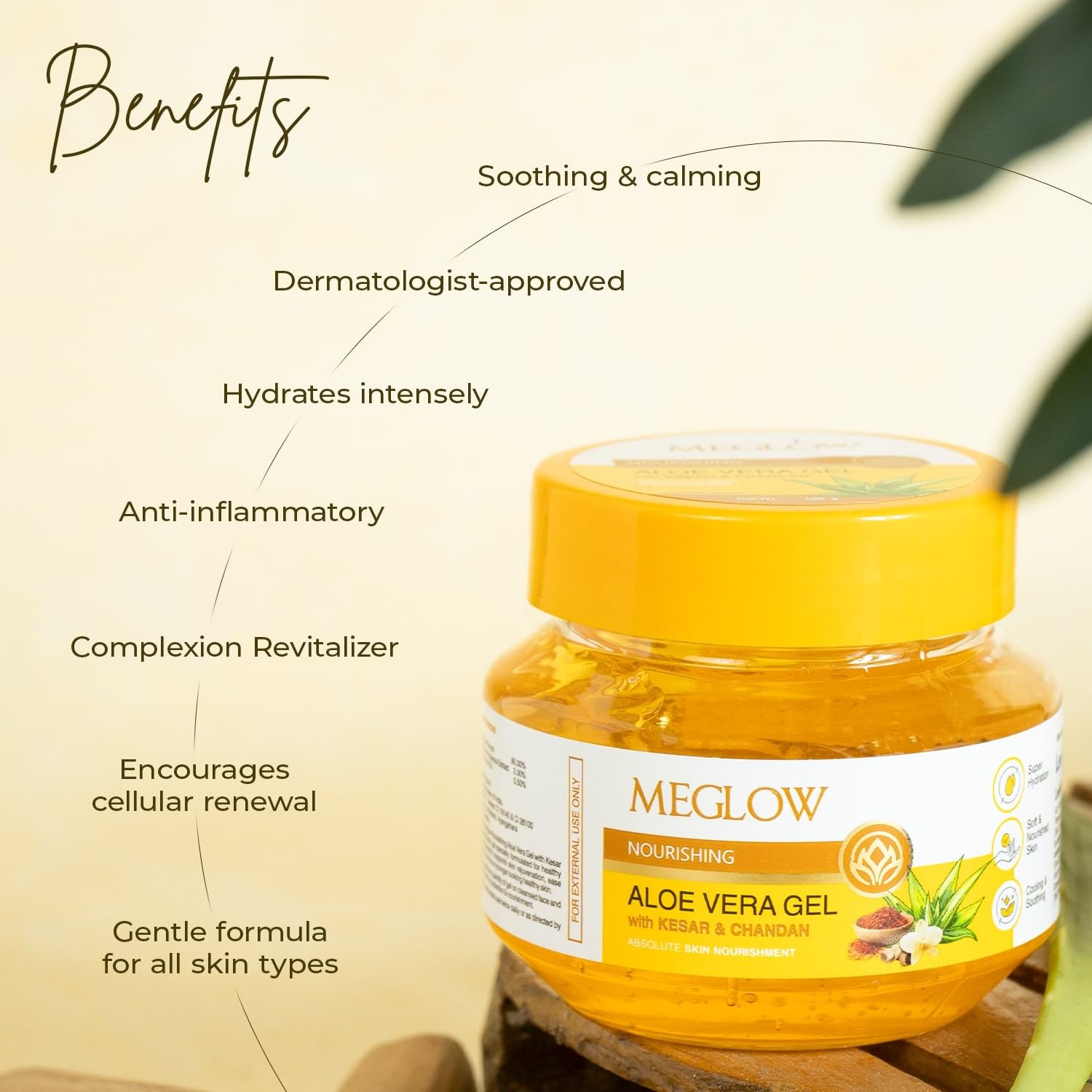 Leeford Meglow Aloevera Gel With Kesar & Chandan 100g