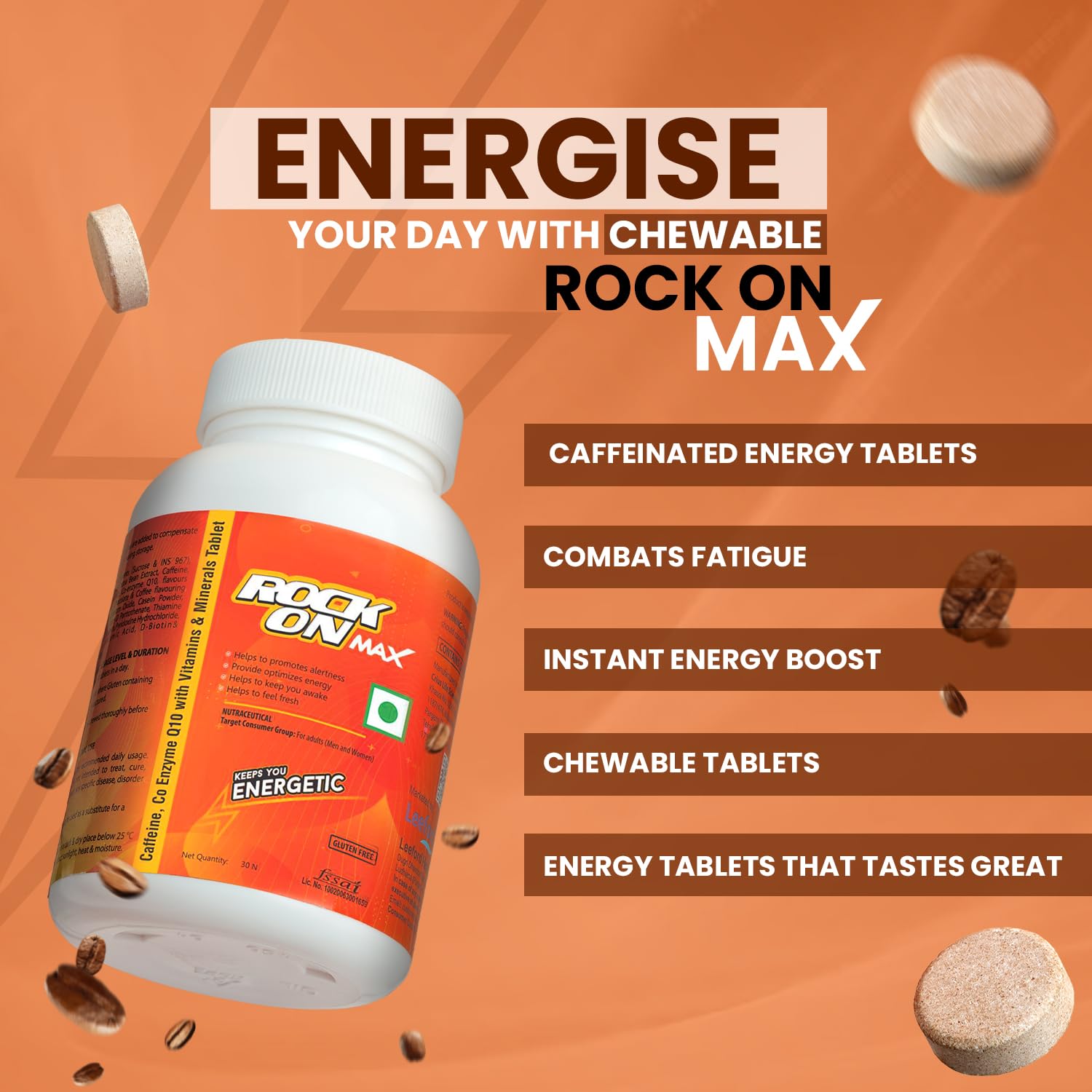 Leeford ROCKON MAX Energy Chewable 30 Tablets