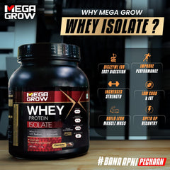 Leeford Megagrow Isolate Whey Protein Powder Chocolate Flavor With Shaker Powder 1 Kg