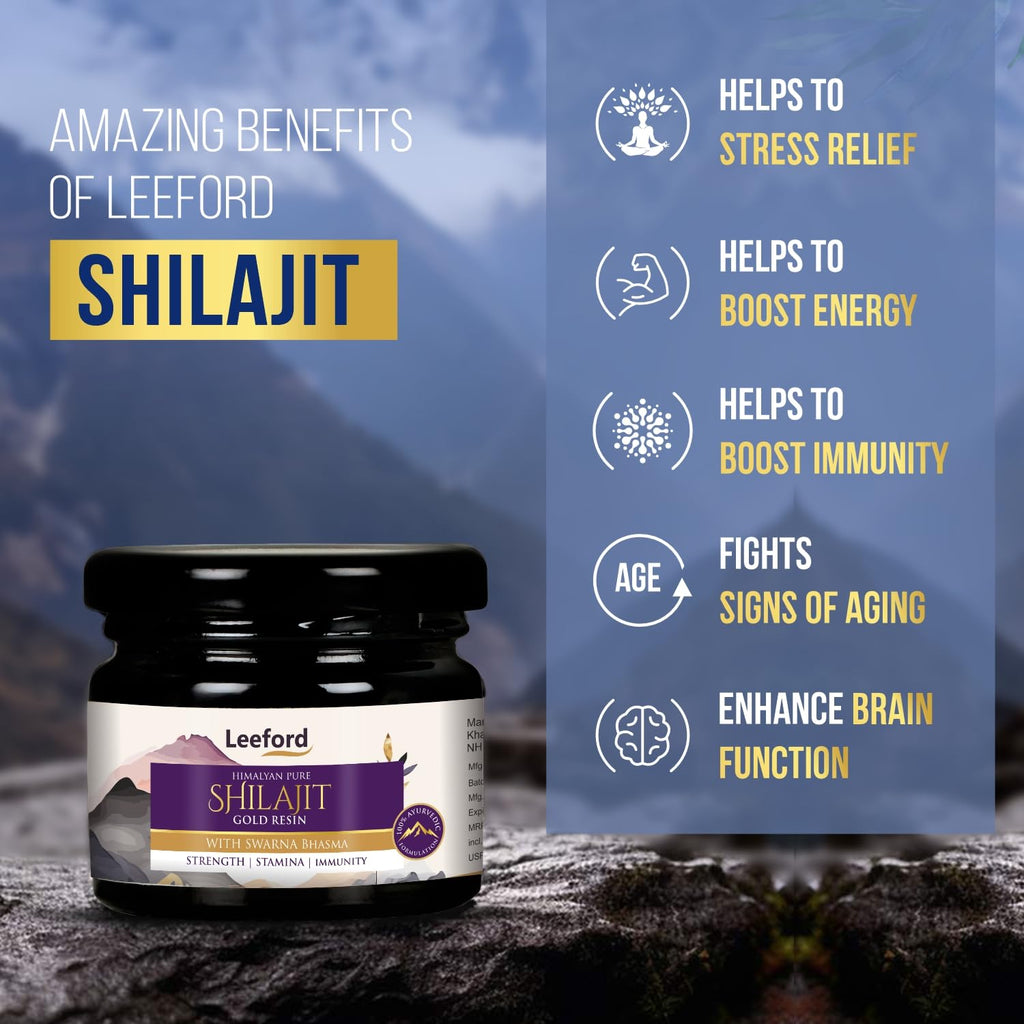 Leeford Himalyan Pure Shilajit Gold Resin With Swarna Bhasma 20g