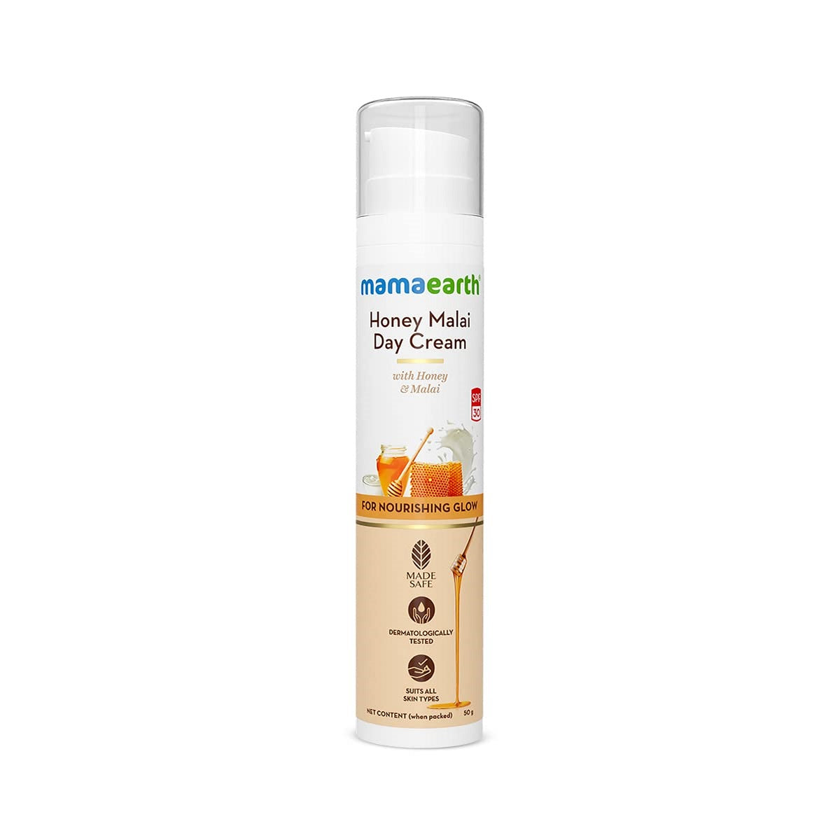 Mamaearth Honey Malai Night Cream with Honey & Malai for Nourishing Glow 50g