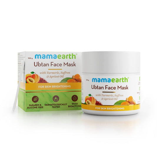 Mamaearth Ubtan Face Mask with Saffron and Turmeric for Skin Brightening and Tan Removal 100g