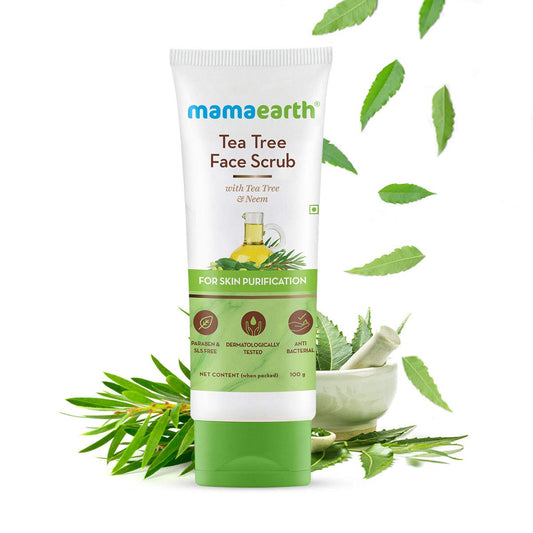 Mamaearth Tea Tree Face Scrub with Tea Tree and Neem for Skin Purification 100g