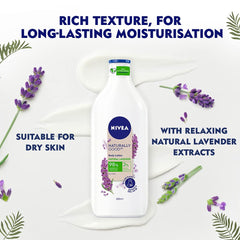 Nivea Naturally Good, Natürliche Lavendel-Körperlotion, Für trockene Haut, Ohne Parabene, 98 % Inhaltsstoffe natürlichen Ursprungs