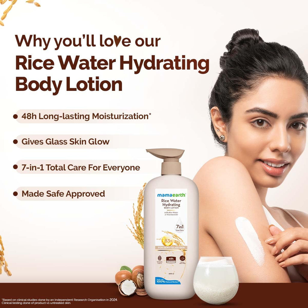 Mamaearth Rice Water Hydrating Body Lotion with Rice Water & Niacinamide 400ml