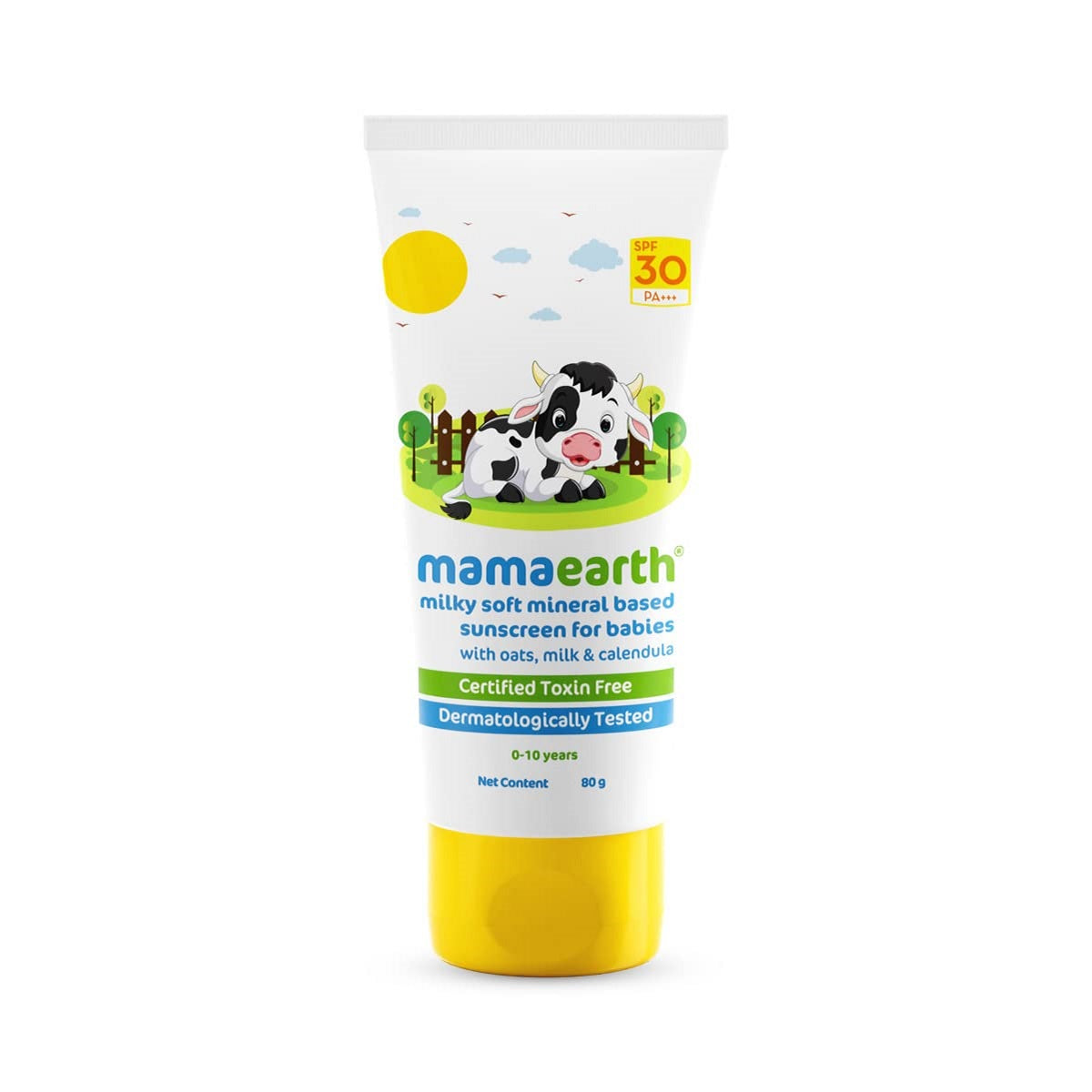 Mamaearth Milky Soft Mineral Based Sunscreen SPF 30 & PA+++ With Oats, Milk and Calendula for Babies 80g