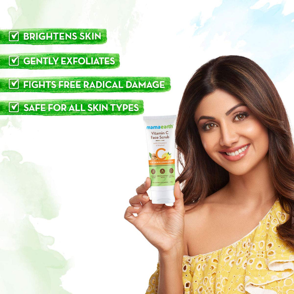 Mamaearth Vitamin C Face Scrub for Glowing Skin With Vitamin C and Walnut For Skin Illumination 100g