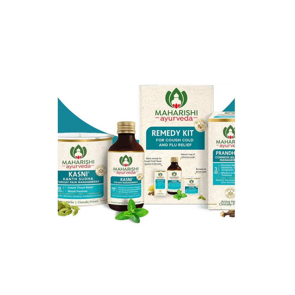 Maharishi Ayurveda Remedy Kit (Kasni Syrup 50ml,Prandhara 3ml & Kasni Kanth Sudha 30 Pastilles)