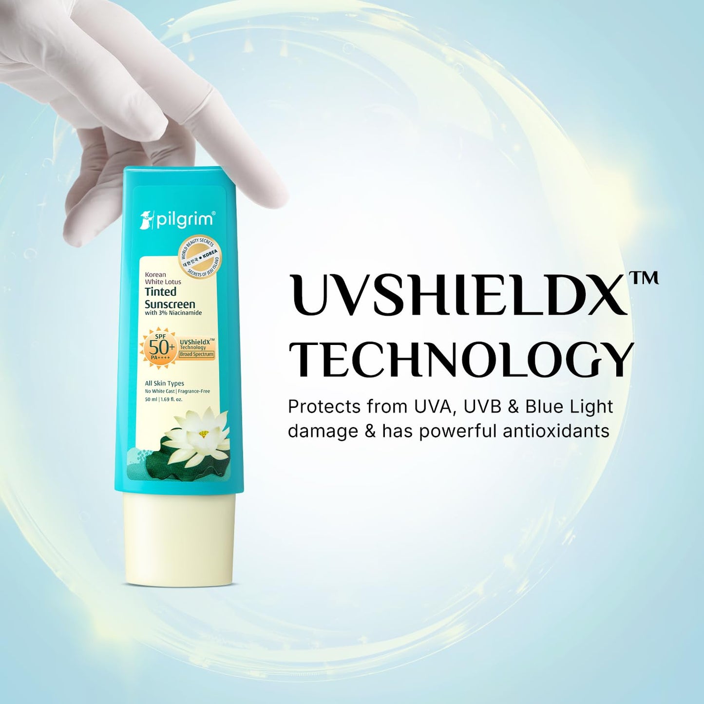 Pilgrim Cosmetics Korean White Lotus Tinted Sunscreen SPF 50+ PA++++ 50ml