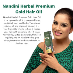Nandini Herbal Premium Gold Kräuteröl, fördert das Haarwachstum und reduziert Schuppen, 100 ml