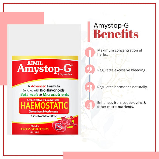 Aimil Ayurvedic Amystop G Supplement For Women Strengthens Blood 20 Capsule