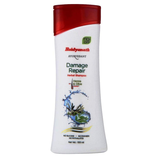 Baidyanath Ayurvedic (Jhansi) Ayurvedisches Kräuter-Haarshampoo zur Schadensreparatur mit Henna und Oliven, 100 ml