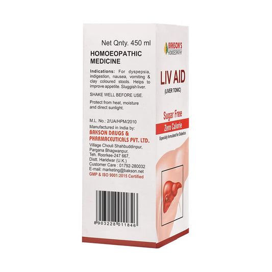 Bakson's Homoeopathy Liv Aid Liver Tonic Sugar Free Liver Syrup