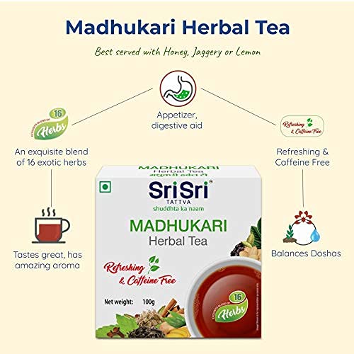 Sri Sri Tattva Ayurvedic Madhukari Herbal Refreshing & Caffeine Free Tea 100g