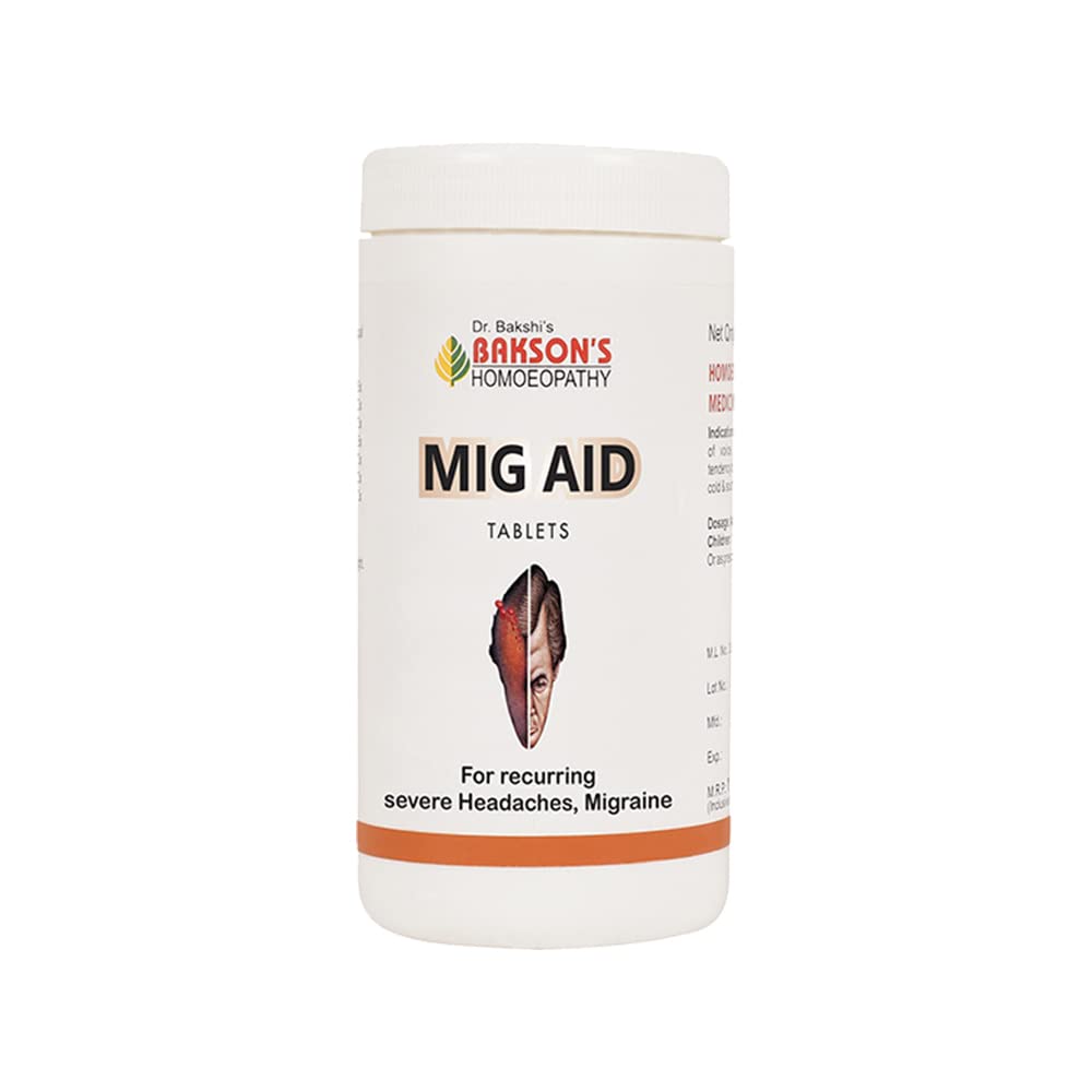 Bakson's Homoeopathy Mig Aid Relieves Headache Tablet