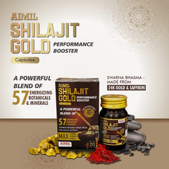 Aimil Ayurvedic Shilajit Gold Performance Booster Boost Strength & Stamina 20 Capsules