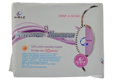 Airiz Soft Cotton Sanitary Pads With Wings 8 Pads For Night Use (280mm) & 10 Pads For Day Use (240mm)