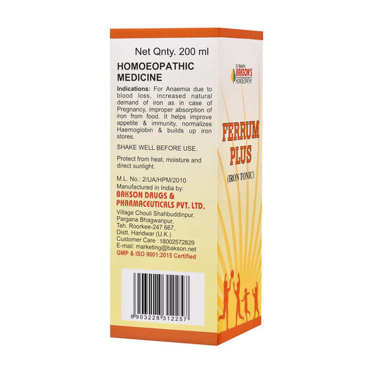 Bakson's Homoeopathy Ferrum Plus Iron Tonic Syrup