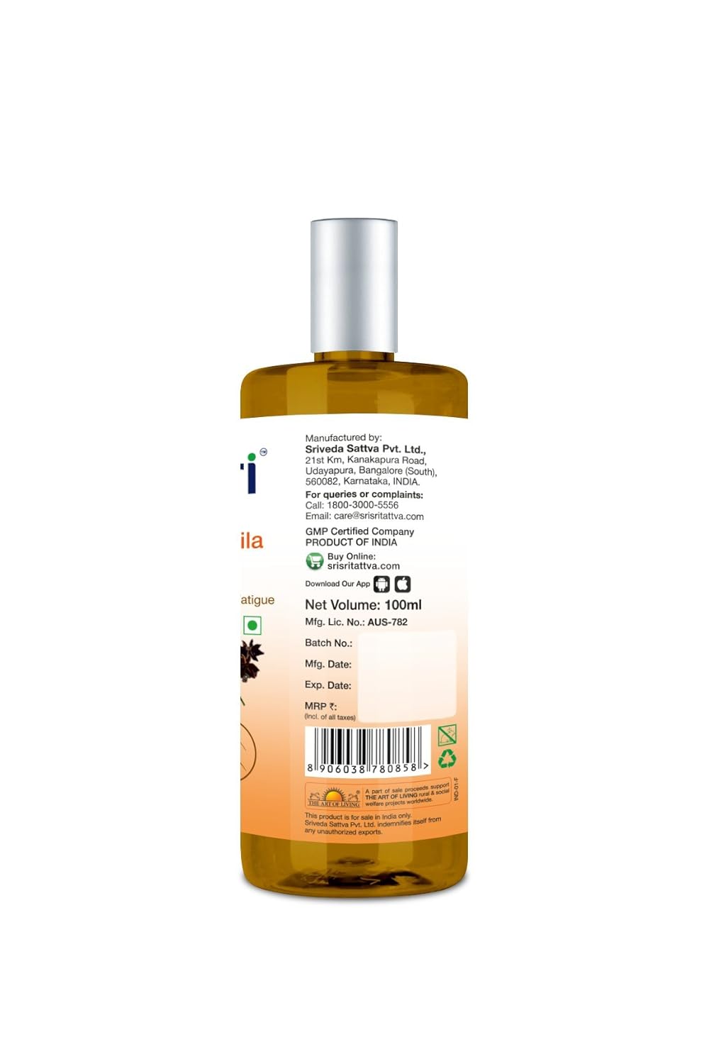 Sri Sri Tattva Ayurvedisches Narayana Taila-Öl gegen Vata-Dosha und Müdigkeit, 100 ml