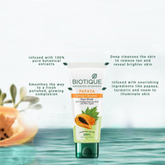 Biotique Глубокое очищение с папайей, медовый гель и свежесть нима для борьбы с прыщами Успокаивает и питает Пенка для умывания лица Формула без мыла Уменьшает сухость 100% растительные экстракты Подходит для всех типов кожи