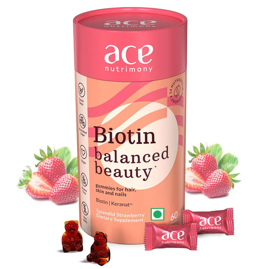 Ace Nutrimony Balanced Beauty Biotin-Fruchtgummis für Haare, Haut und Nägel, 60 Fruchtgummis