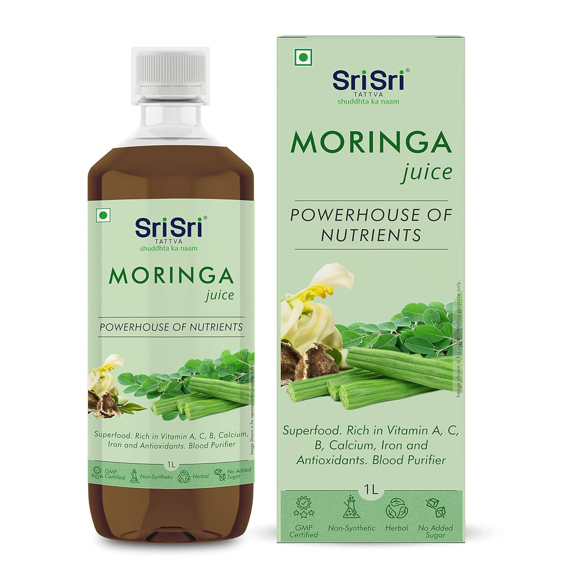 Sri Sri Tattva Ayurvedischer Moringa-Saft, Nährstoffkraftwerk, flüssig, 1 Liter