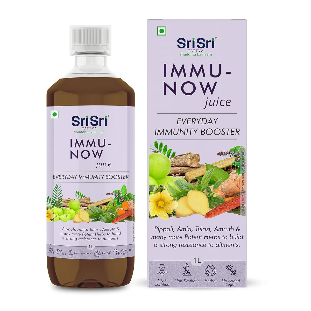 Sri Sri Tattva Ayurvedischer Immu-Now-Saft zur Stärkung des Immunsystems, ohne Zuckerzusatz, flüssig, 1 Liter