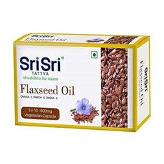 Sri Sri Tattva Ayurvedisches Leinsamenöl, pflanzliche Kapseln, 500 mg, vegetarisch, 2 x 30 Kapseln