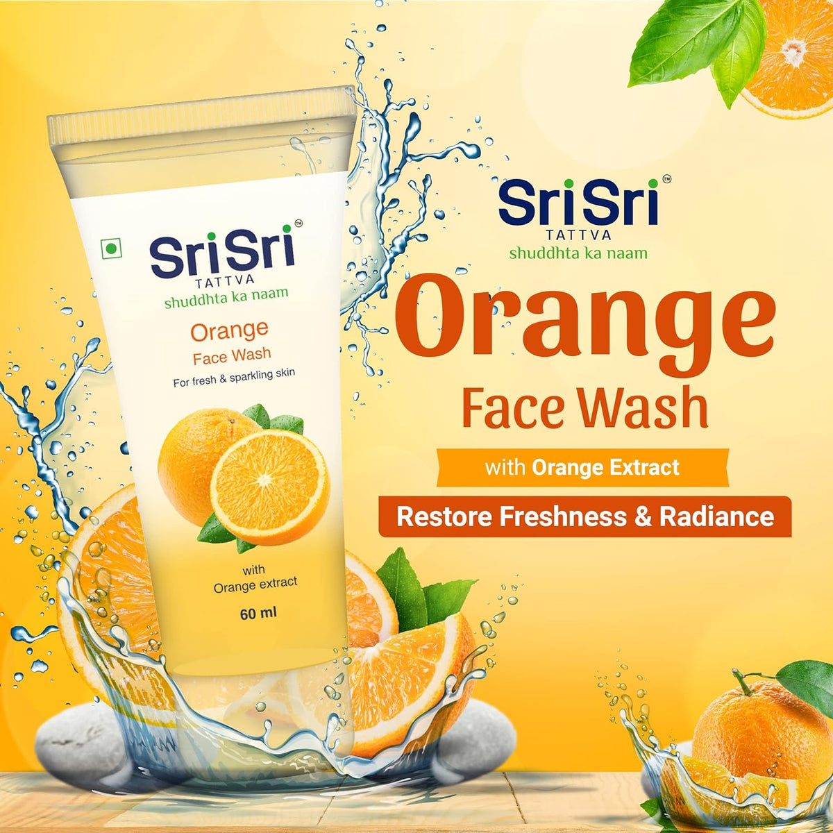 Sri Sri Tattva Orange For Fresh & Sparkling Skin With Orange Extract Face Wash Liquid 60ml