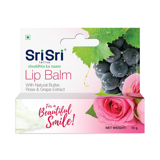 Sri Sri Tattva Ayurvedischer Lippenbalsam mit natürlicher Butter, Rosen- und Traubenextrakt, 10 g