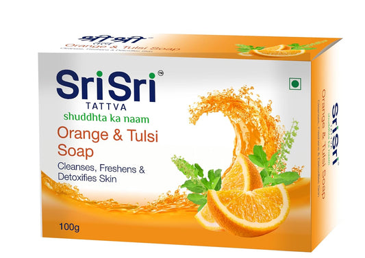 Sri Sri Tattva Orange & Tulsi Cleanses,Freshens & Detoxifies Skin Soap 100gm