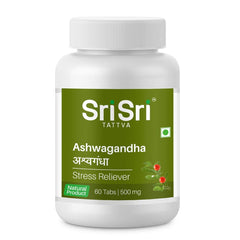 Sri Sri Tattva Ayurvedisches Ashwagandha 500 mg wirkt als Stresslöser, 60 Tabletten