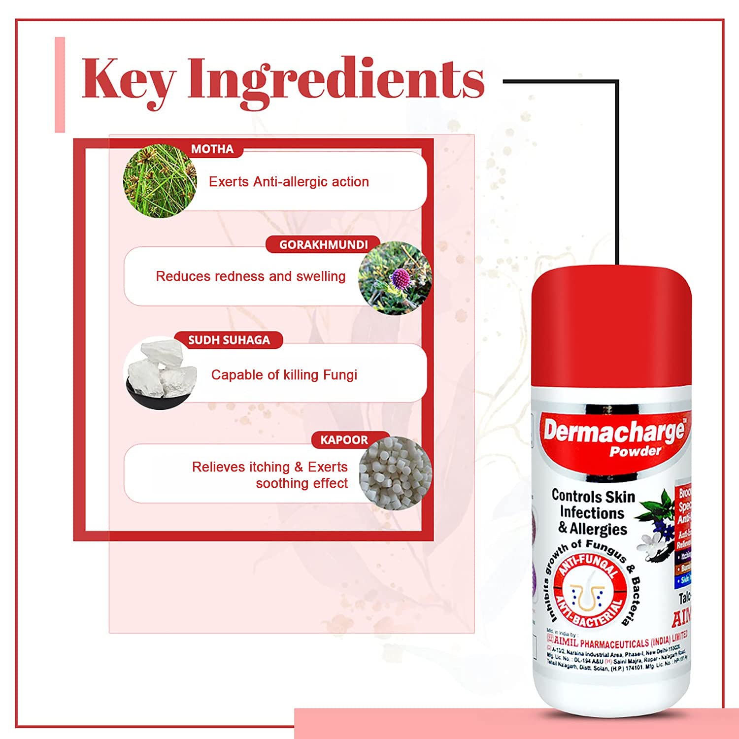 Aimil Ayurvedic Dermacharge Talc Powder Powder