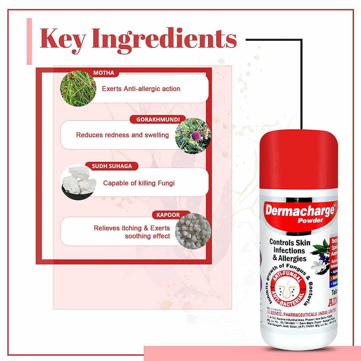 Aimil Dermacharge Ayurvedic Dusting Powder for Skin Infections
