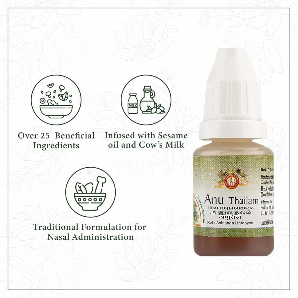 AVP Anu Thailam Ayurvedic Nasal Drops – 1–3 × 10ml