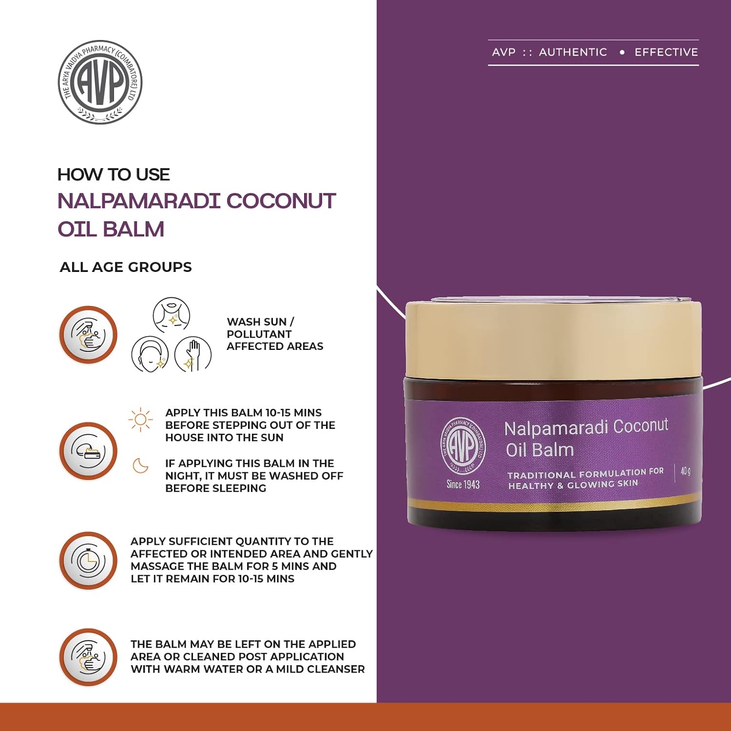 AVP Ayurvedic Nalpamaradi Coconut Oil Balm 40g