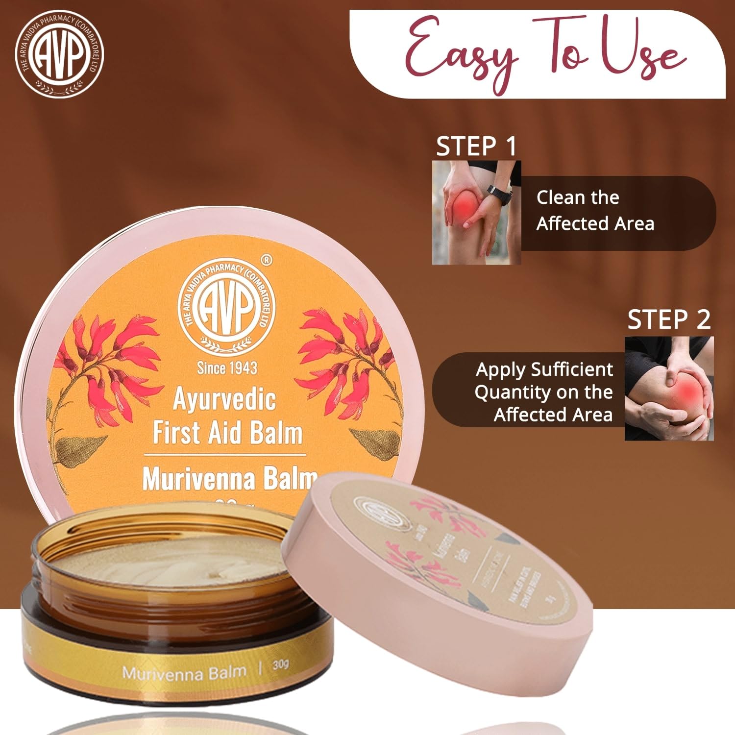 AVP Ayurvedic Murivenna Antiseptic First Aid Pain Relief Ayurvedic Balm 30g