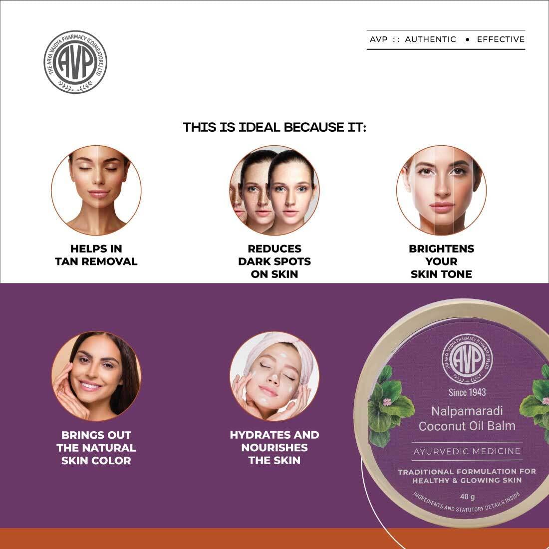 AVP Ayurvedic Nalpamaradi Coconut Oil Balm 40g