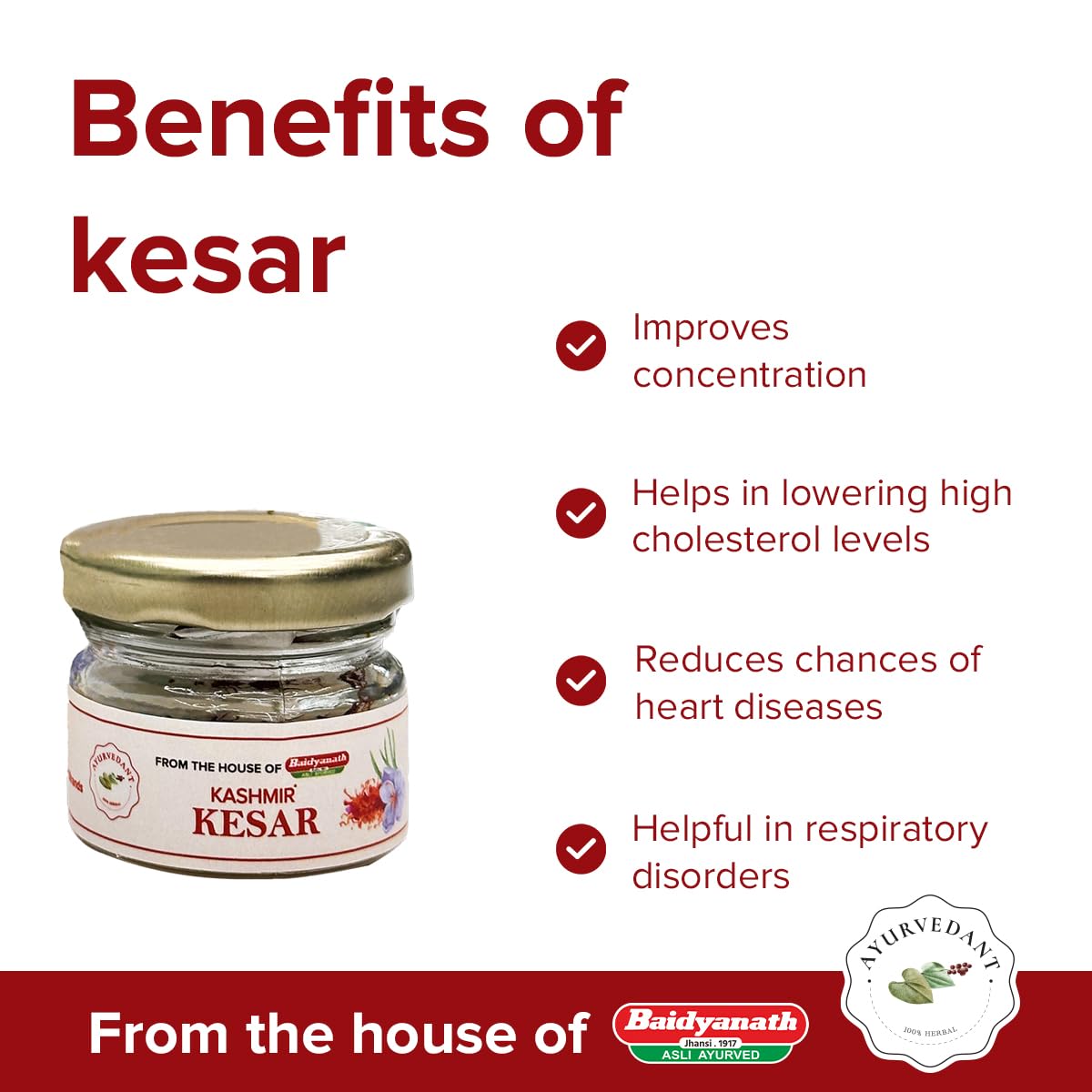 Baidyanath Ayurvedic (Jhansi) Kashmir Kesar 1gm