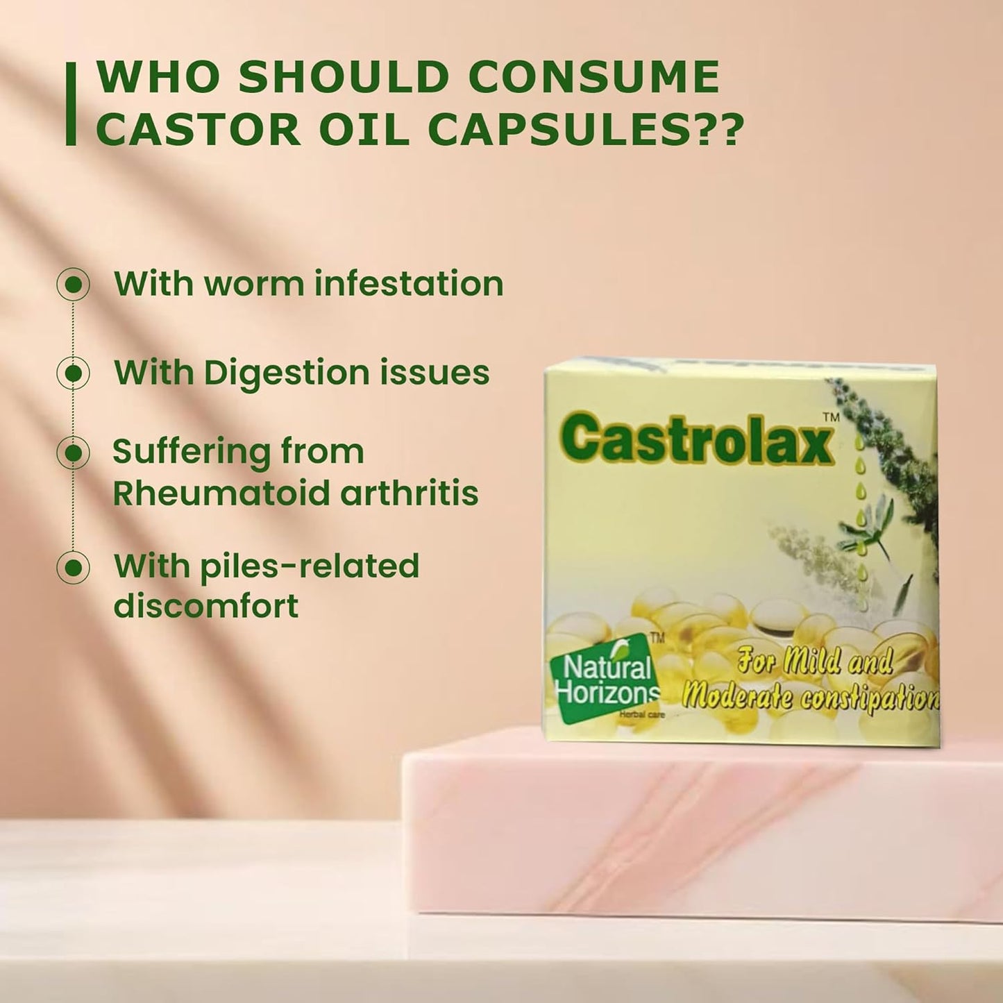 Asoj Soft Ayurvedic Castrolax Castor Oil Soft-Gel 60 Capsules