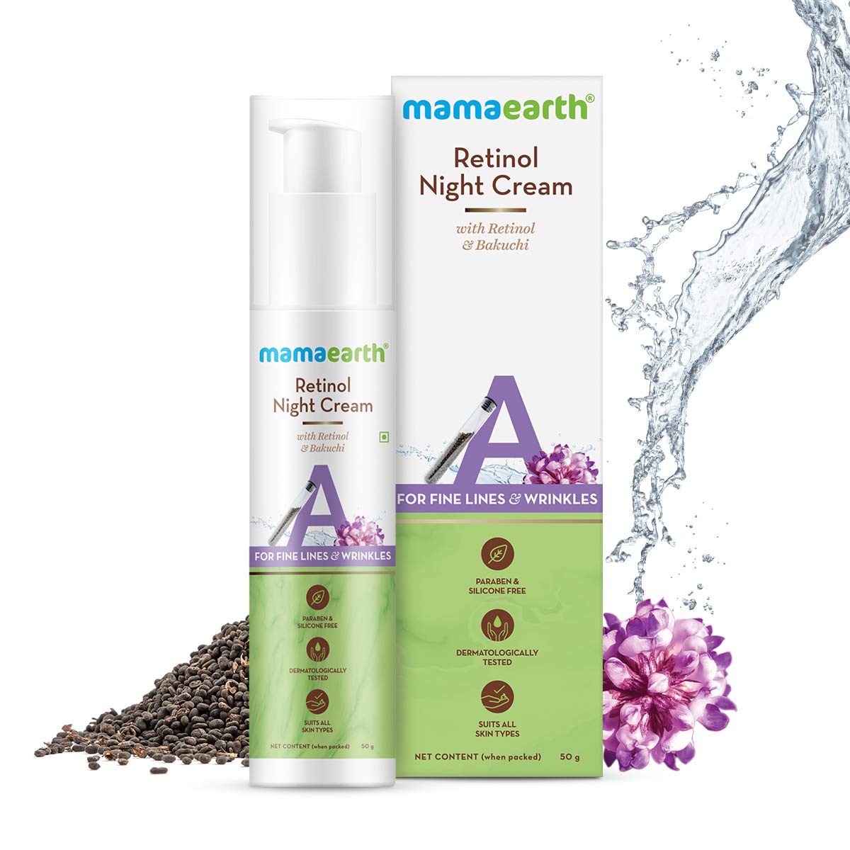 Mamaearth Retinol Night Cream For Women with Retinol and Bakuchi for Anti Aging, Fine Lines and Wrinkles 50g