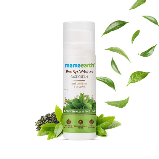 Mamaearth Bye Bye Wrinkles Face Cream with Green Tea & Collagen for Wrinkles & Fine Lines 30g